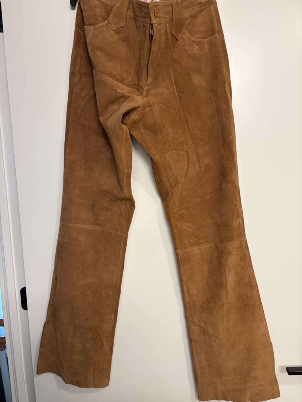 Brown Suede Flared Pants
